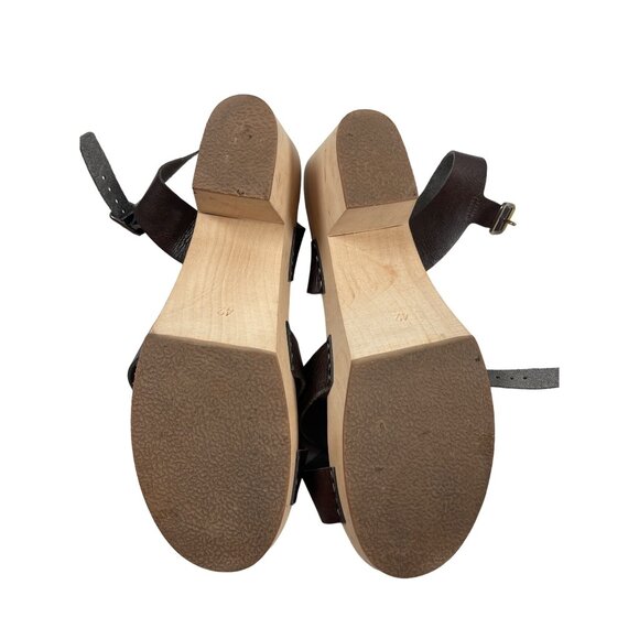 Novacas Wooden Strap Clog Vegan Leather Sandals Chocolate Brown Women’s Sz 42/11 - Picture 8 of 9
